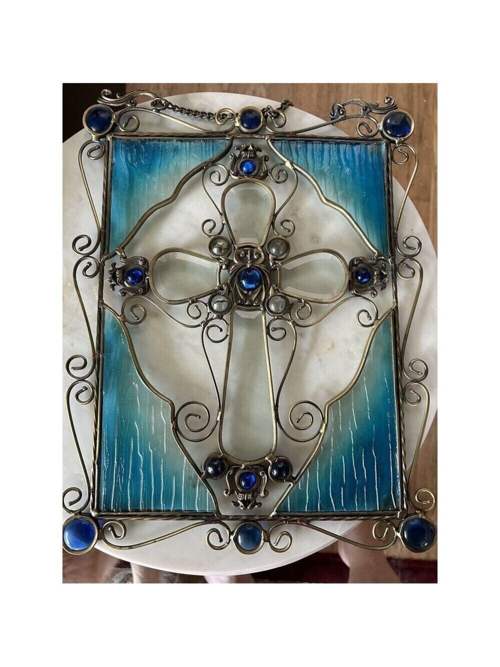 Cross Stained Glass Hanging 11x14